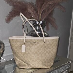 Coach Beige Signature Tote